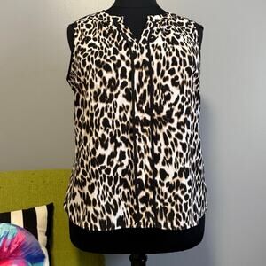 Calvin Klein Leopard Animal Print Sleeveless Blouse Top 1X